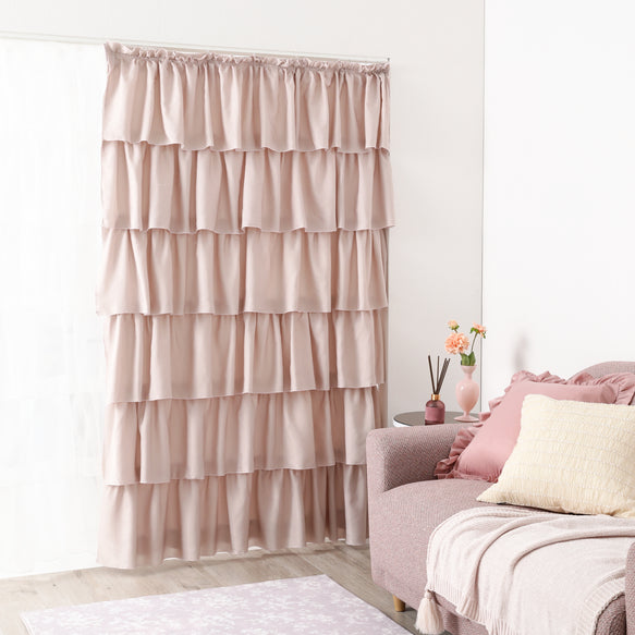 チュールバルーン ダブルカーテン H2000×W1000 ライトグレー