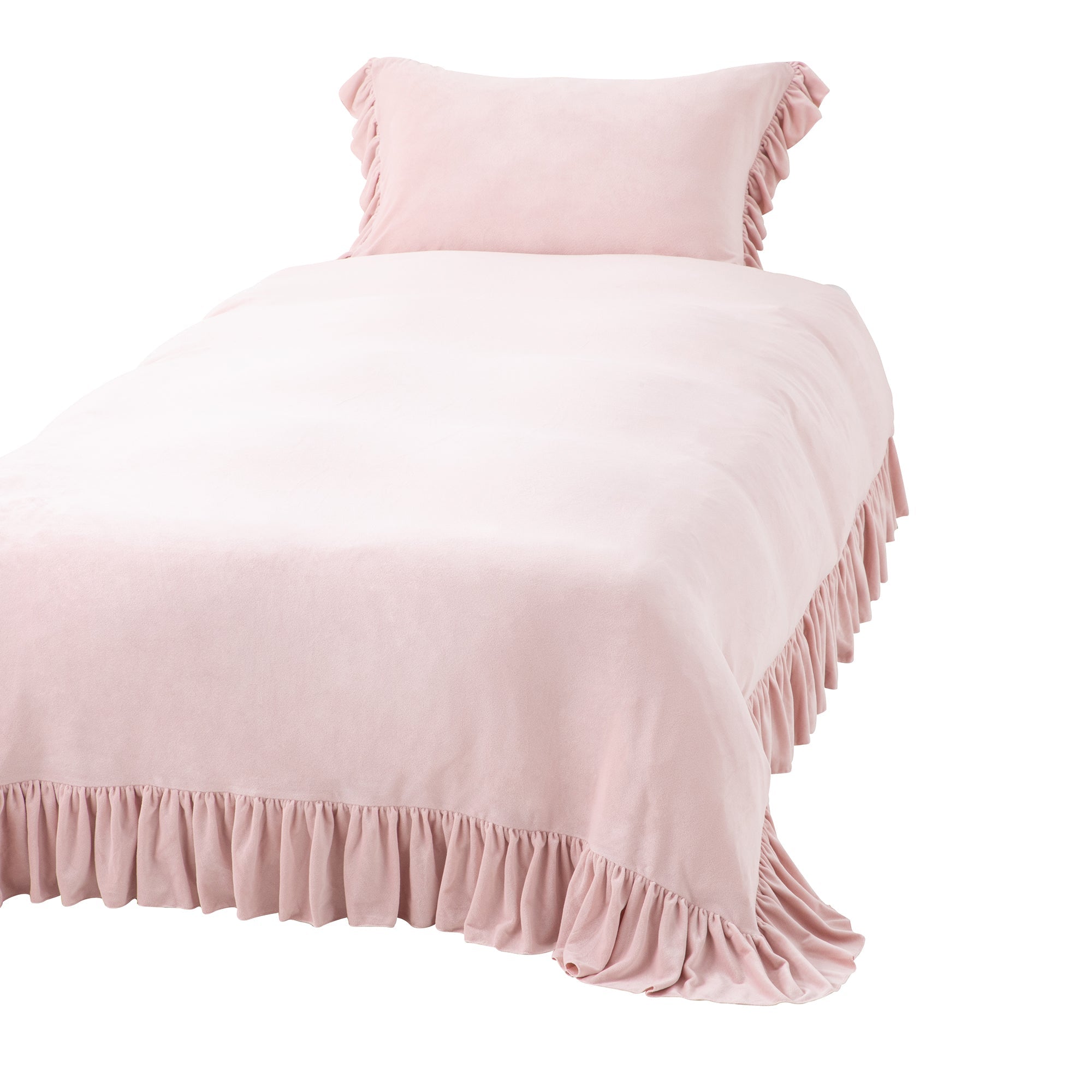 WARMY アルガンオイル加工フリル掛け布団カバー シングル ピンク Francfranc(フランフラン) WARMY アルガンオイル加工 フリル 掛け布団