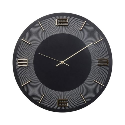 KARE 壁掛けマイロブラックO50cm　ウォールクロック KARE(カレ) 52053 Wall Clock Leonardo Black/Gold Φ49cm ｜WALL