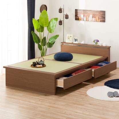 【超美品‼️】定価84,990円♪現行モデル ニトリ セミダブル畳ベッド(シデン) ニトリ(NITORI) セミダブル畳ベッド（シデン JP-C38 引出し付き