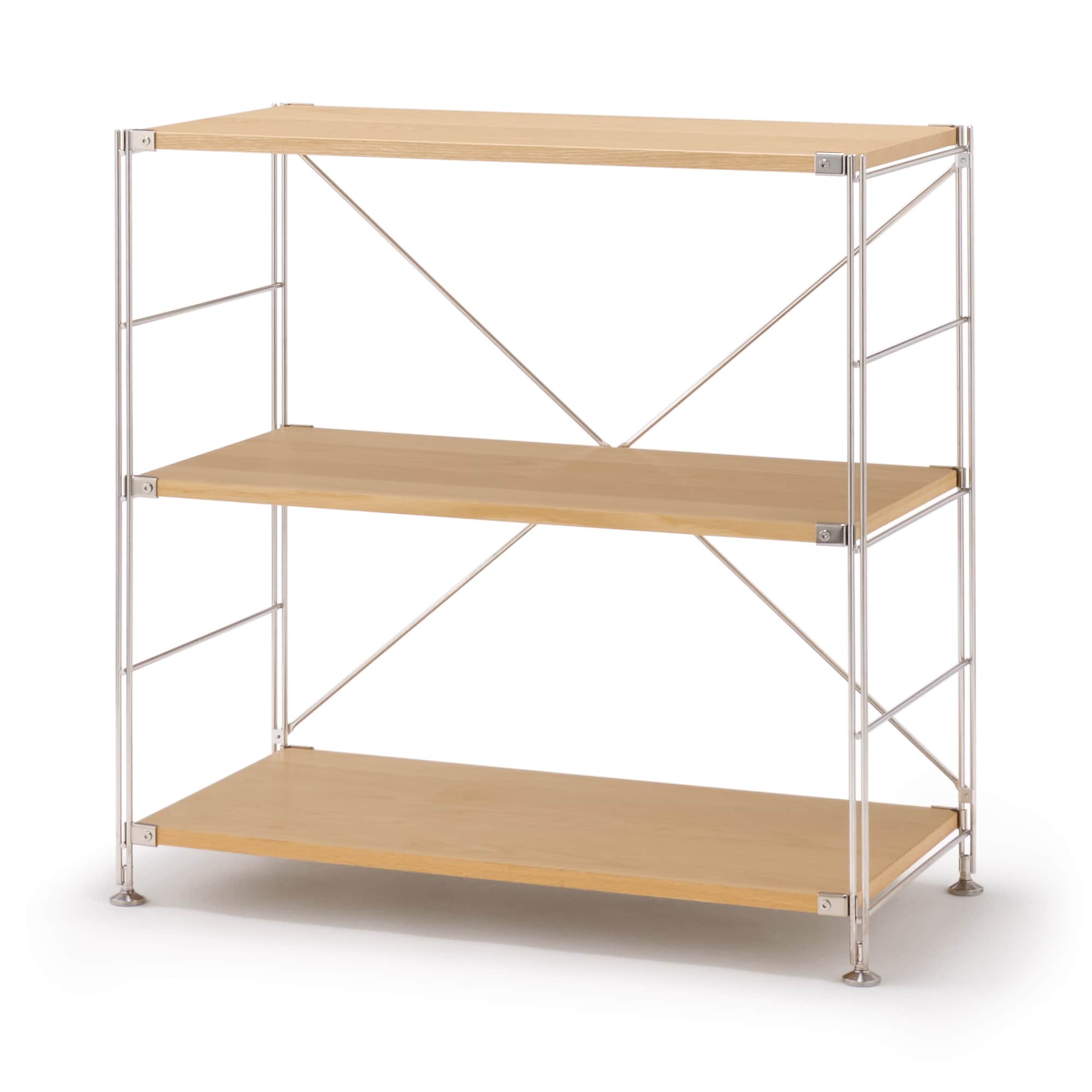 無印良品(MUJI) ステンレスユニットシェルフ オーク材棚セット