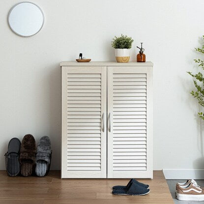 ニトリ(NITORI) ルーバー扉シューズボックス 幅75cm（TB WH） - MIRUMU