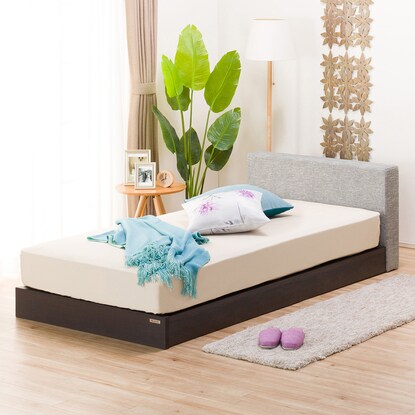 ニトリ Single floor bed frame with cushion cabinet (gray) - MIRUMU ニトリ Single floor bed frame with cushion cabinet (gray) - MIRUMU