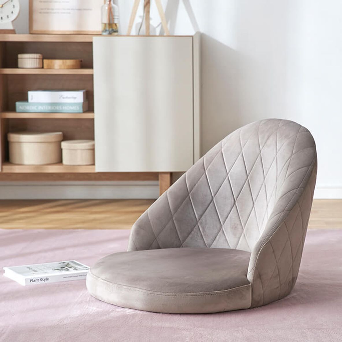 LOWYA(ロウヤ) 1人掛けローソファ 座椅子 コンパクト ベルベット調