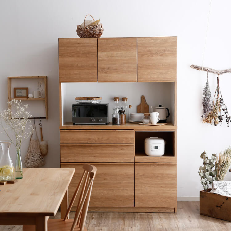 LOWYA(ロウヤ) 食器棚 スライド 引き出し 可動棚 耐震 キッチン