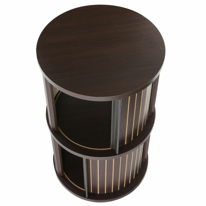 Japanese-made rack, cylindrical, width 38cm, height 63cm, dark brown, accordion accent, storage