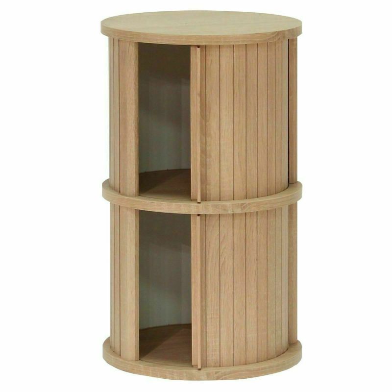 Japanese-made rack, cylindrical, width 38cm, height 63cm, natural brown, accordion accent, storage