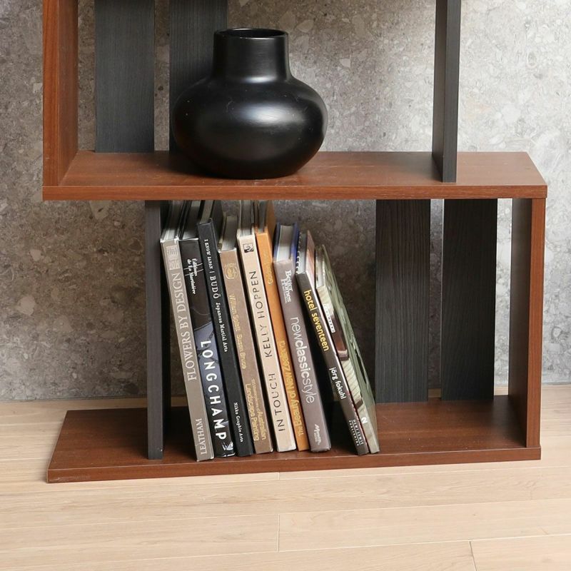 Display rack, shelf, width 60cm, height 143cm, white, white wood grain, S-shaped, decorative shelf, partition, back finished, shelf