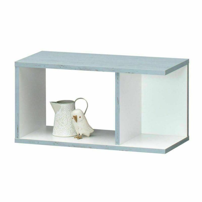 Mini rack, shelf, width 59cm, height 30cm, blue/white, L-shaped, combination rack, back finished, shelf