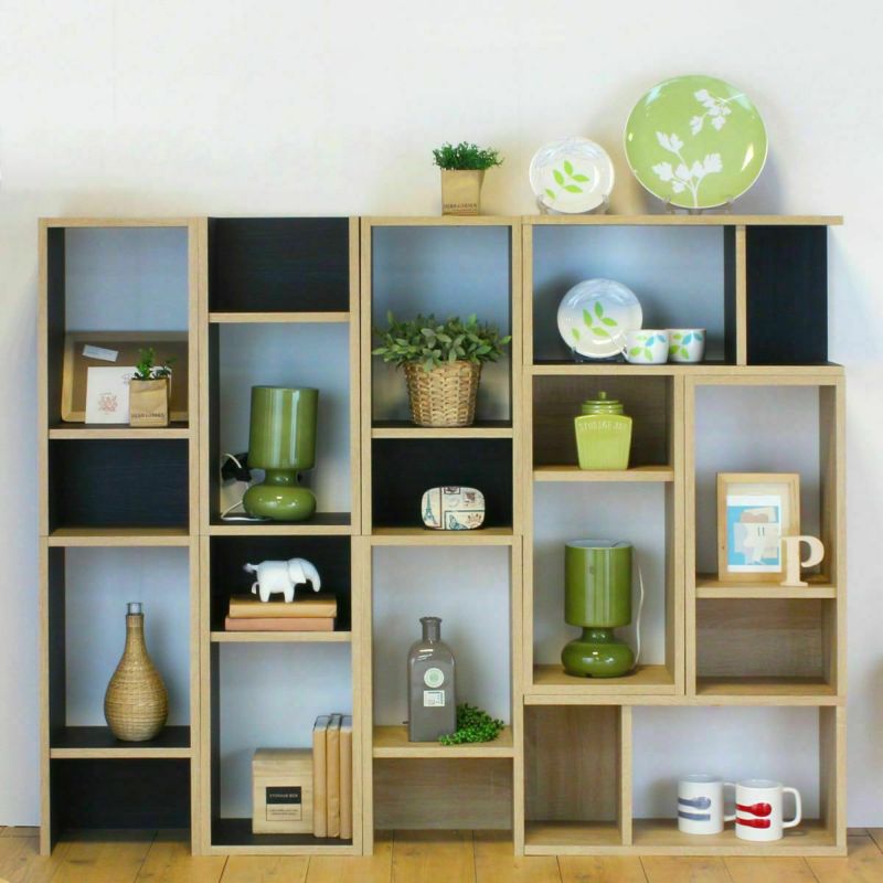 Mini rack, shelf, width 59cm, height 30cm, blue/white, L-shaped, combination rack, back finished, shelf