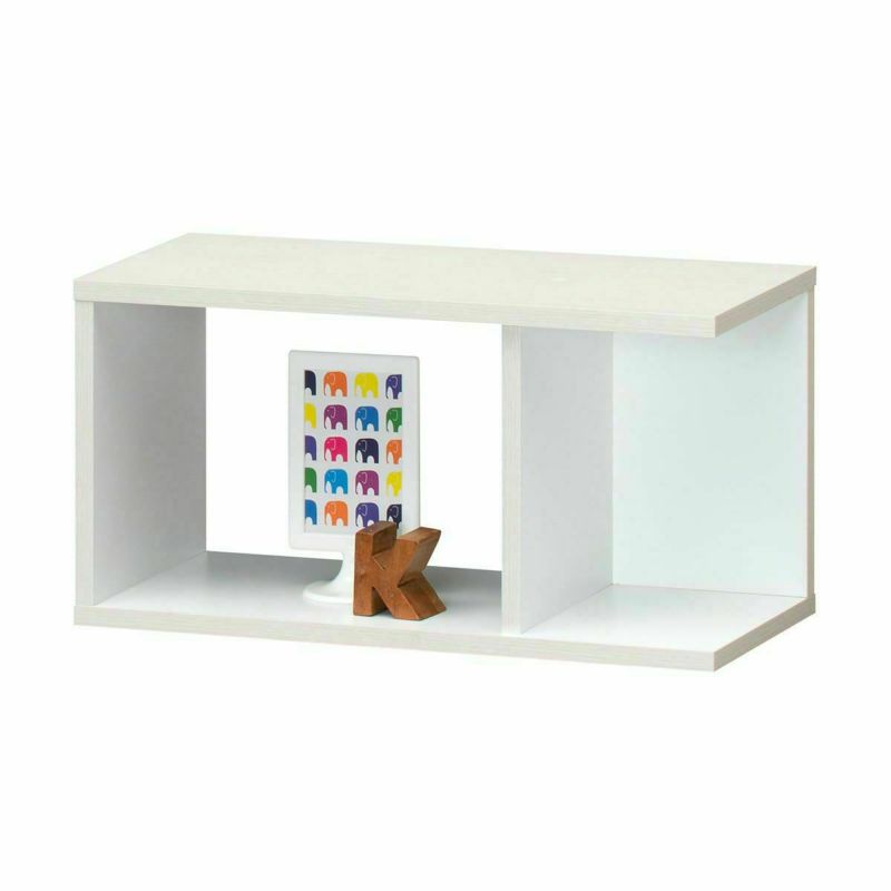 Mini rack, shelf, width 59cm, height 30cm, plain wood grain, white, L-shaped, combination rack, back finished, shelf