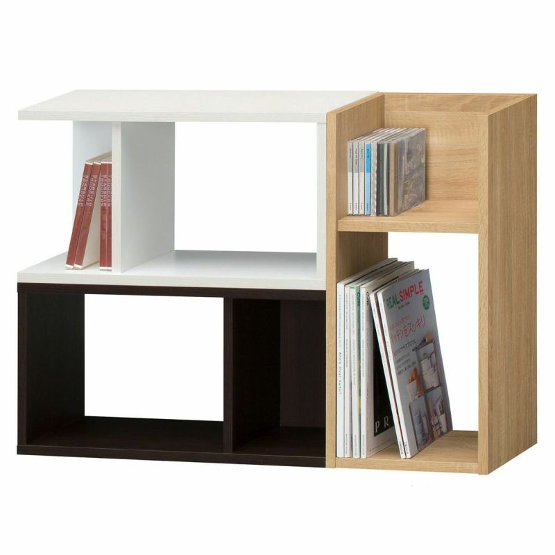 Mini rack, shelf, width 59cm, height 30cm, plain wood grain, white, L-shaped, combination rack, back finished, shelf