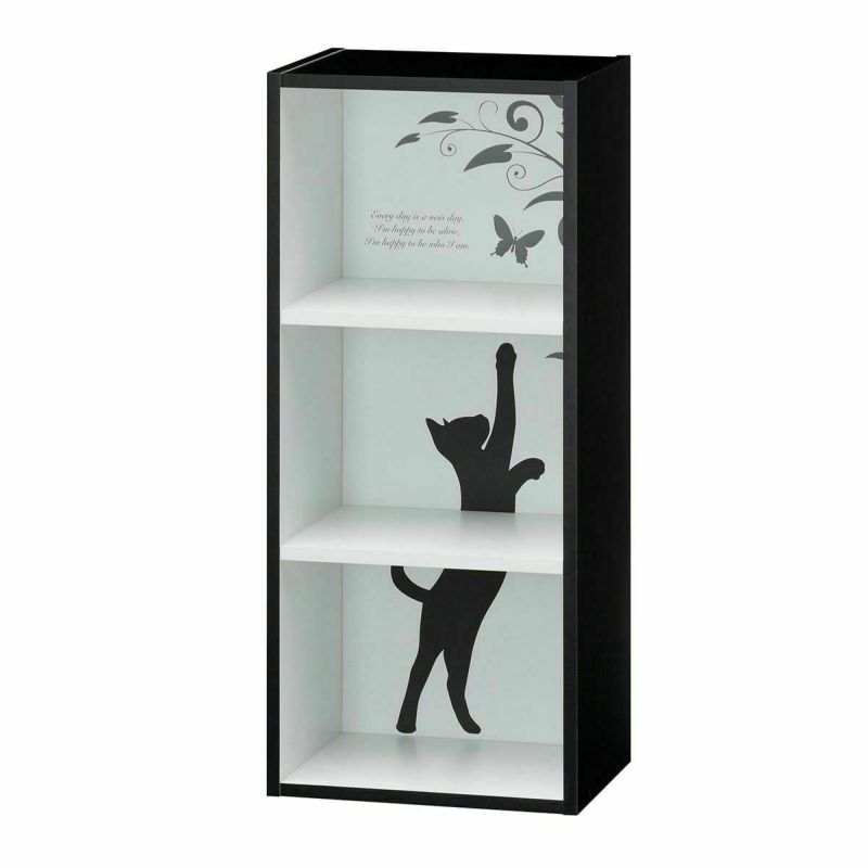 Made in Japan Color Box Storage Shelf Width 39cm Height 90cm Black Cat Design Easy to Assemble Bookshelf Organization Shelf