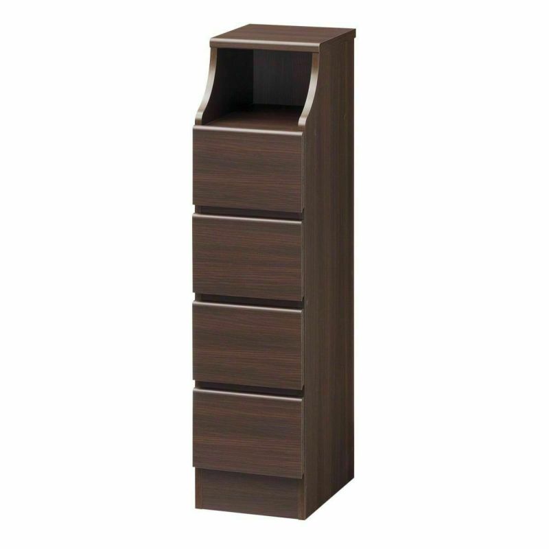 Chest of drawers, width 28cm, height 112cm, dark brown, with wiring holes, slim type, for storing clothes