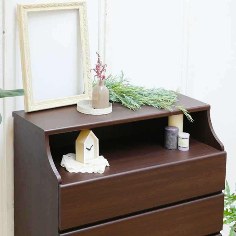 Chest of drawers, width 28cm, height 112cm, dark brown, with wiring holes, slim type, for storing clothes