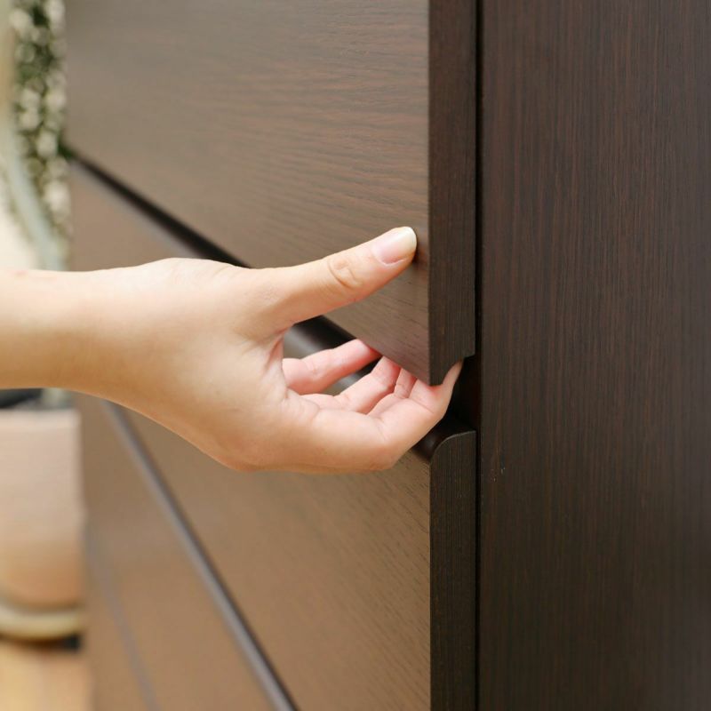 Chest of drawers, width 28cm, height 112cm, dark brown, with wiring holes, slim type, for storing clothes