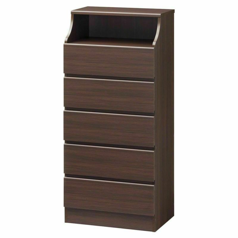 Chest of drawers, width 60cm, height 133cm, dark brown, with wiring holes, for clothing storage