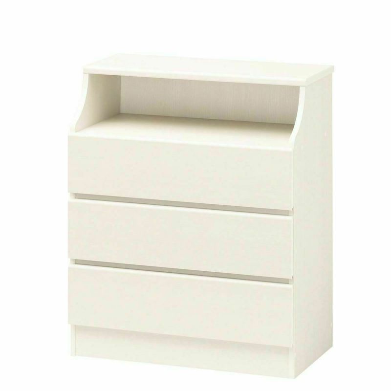 Chest of Drawers Width 75cm Height 91cm White Wood Grain With Wiring Holes Wide Type Clothing Storage