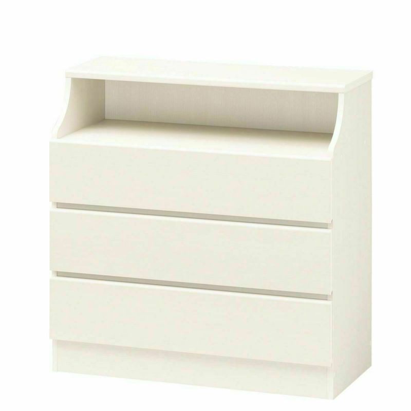 Chest of Drawers Width 90cm Height 91cm White Wood Grain With Wiring Holes Wide Type Clothing Storage