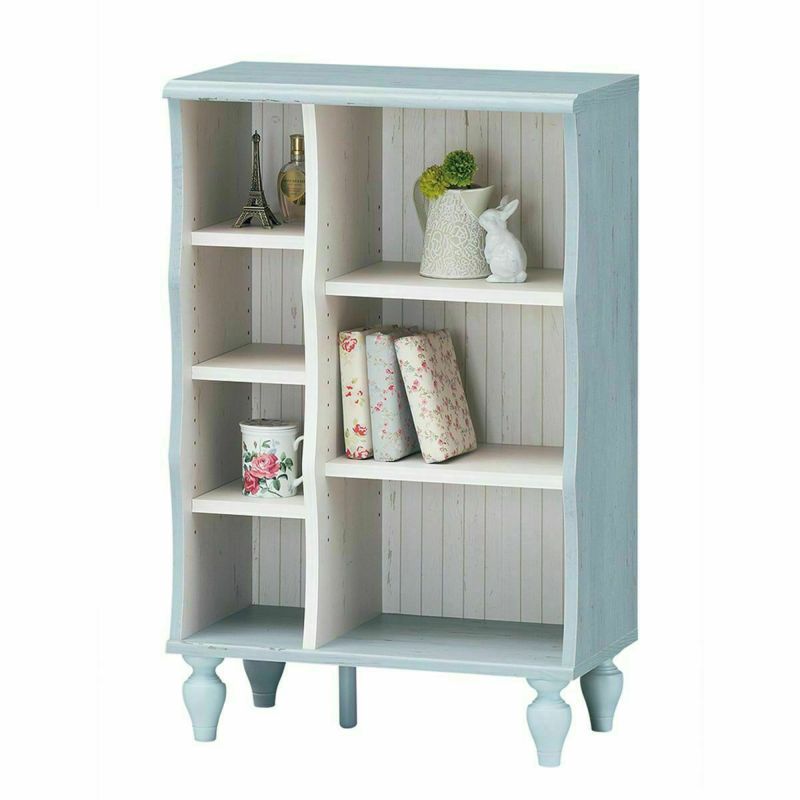 Rack shelf width 57cm height 89cm blue white white wood French taste shelf