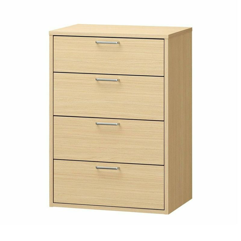 Chest of drawers, width 57cm, height 80cm, natural brown, 4 drawers, clothing storage