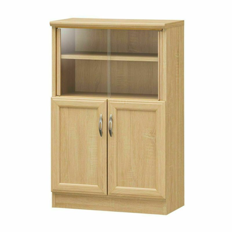 Cupboard width 57cm height 88cm natural brown glass sliding door kitchen storage