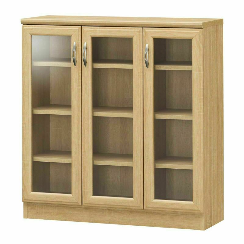 Cabinet shelf width 84cm height 88cm natural brown glass door bookshelf living room storage