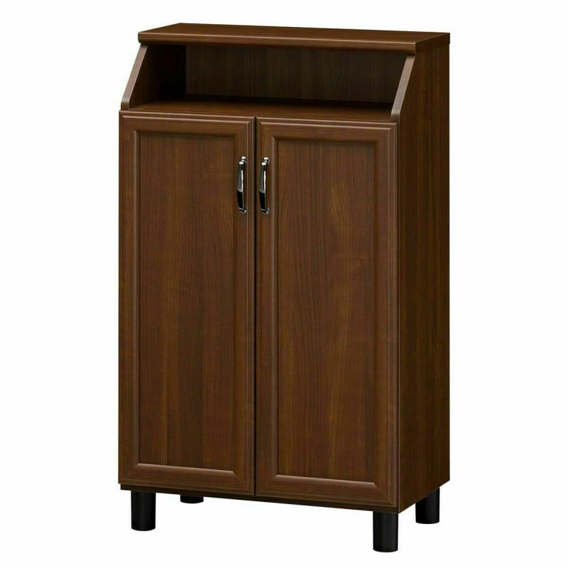 Shoe cabinet, shoe box, width 59cm, height 99cm, dark brown, holds approximately 16 pairs of shoes, entryway storage