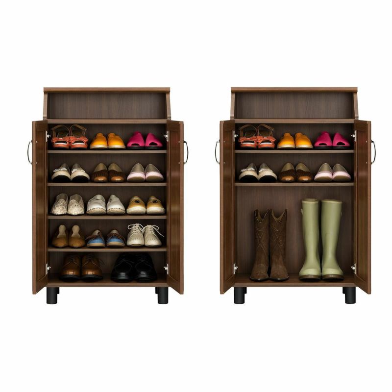 Shoe cabinet, shoe box, width 59cm, height 99cm, dark brown, holds approximately 16 pairs of shoes, entryway storage