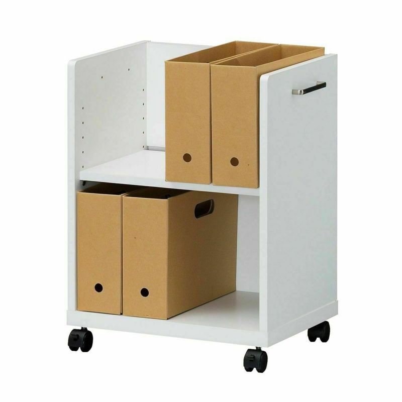 Side wagon rack, width 45cm, height 60cm, white, with casters, office storage, no top