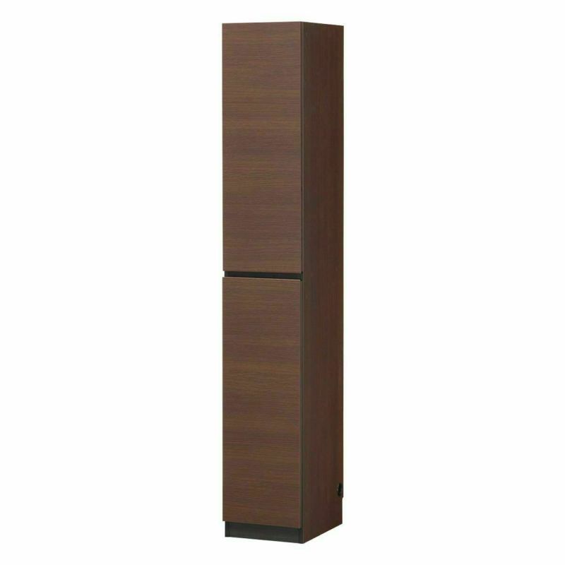 Japanese-made wall storage cabinet, 30cm wide, 180cm high, dark brown, bookshelf, slim, skirting board protection, wiring hole, earthquake-resistant latch, damper door