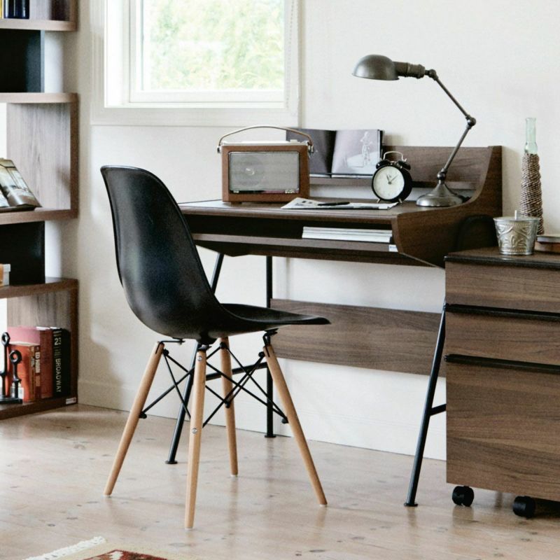 Computer desk, width 79cm, height 86cm, dark brown, wiring hole, back cosmetic, PC desk