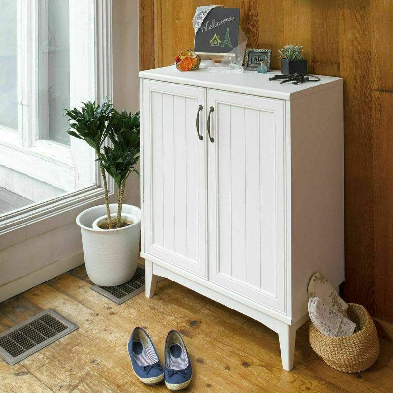 Shoe cabinet, shoe box, width 76cm, height 97cm, white, can be connected up and down, retro handle, cute foot, shoe cabinet, entryway storage