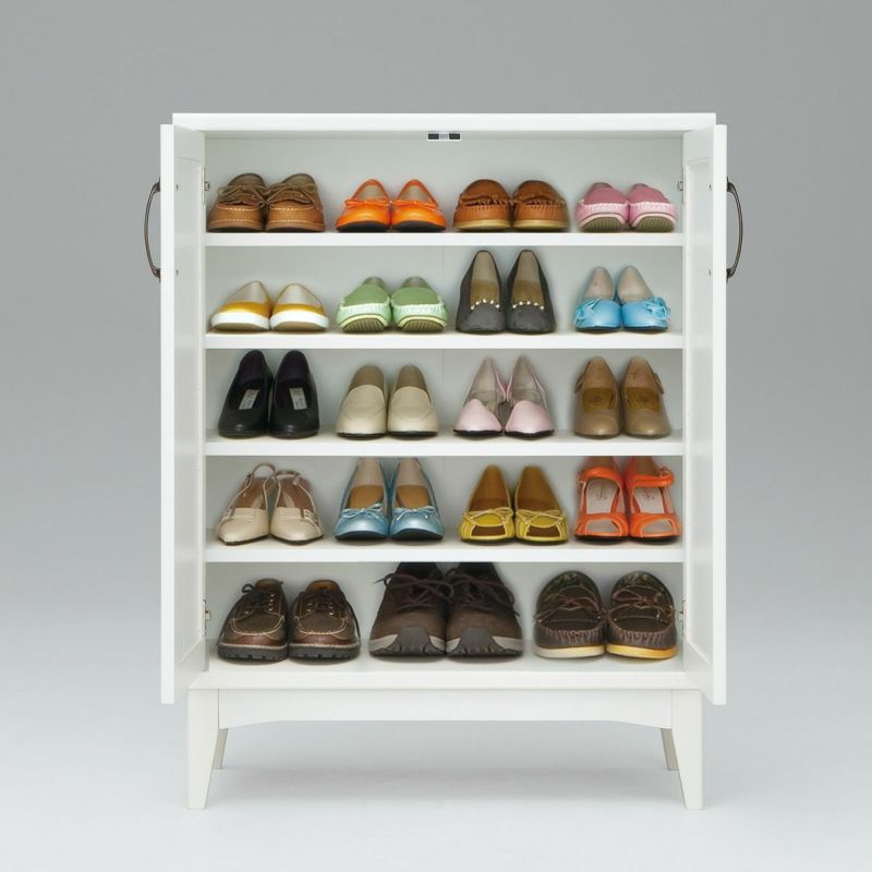 Shoe cabinet, shoe box, width 76cm, height 97cm, white, can be connected up and down, retro handle, cute foot, shoe cabinet, entryway storage