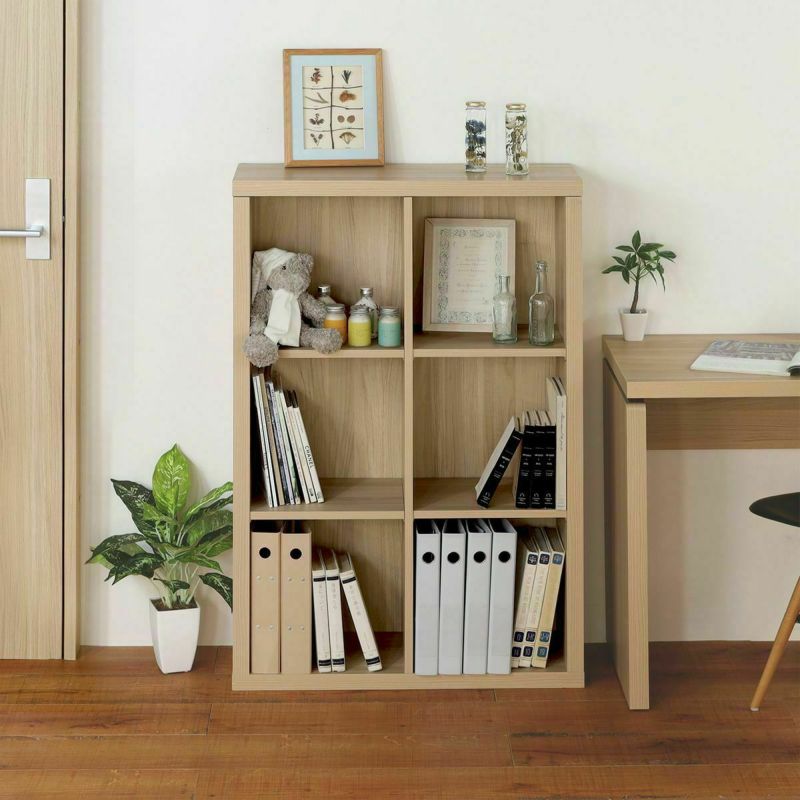 Free rack, width 76cm, height 114cm, natural brown, all shelves movable, bookshelf, shelf