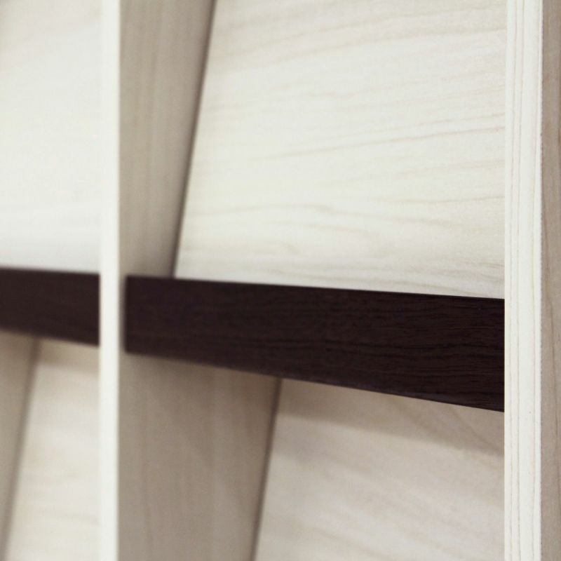 Display rack, width 95cm, height 123cm, white wood, flap door, bookshelf, decorative shelf