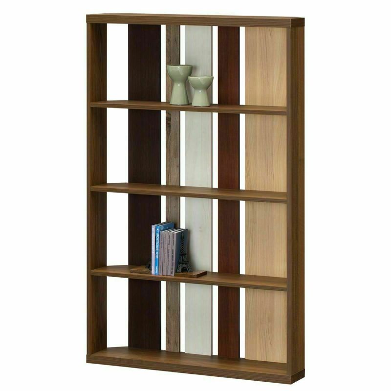 Partition rack shelf width 90cm height 144cm dark brown beautiful wood grain striped slits back finished decorative shelf