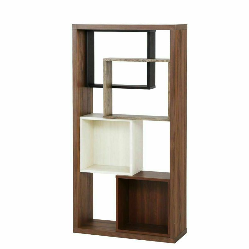 Partition rack, shelf, width 76cm, height 148cm, dark brown, horizontal placement, reversible, back finished, decorative shelf