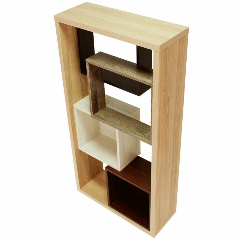 Partition rack, shelf, width 76cm, height 148cm, natural brown, horizontal placement, reversible, back finished, decorative shelf