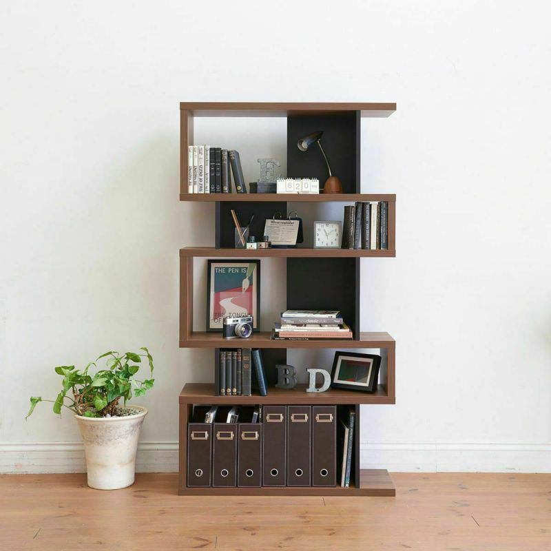 Partition rack, shelf, width 88cm, height 160cm, dark brown, can be assembled on the left or right, back is finished, decorative shelf