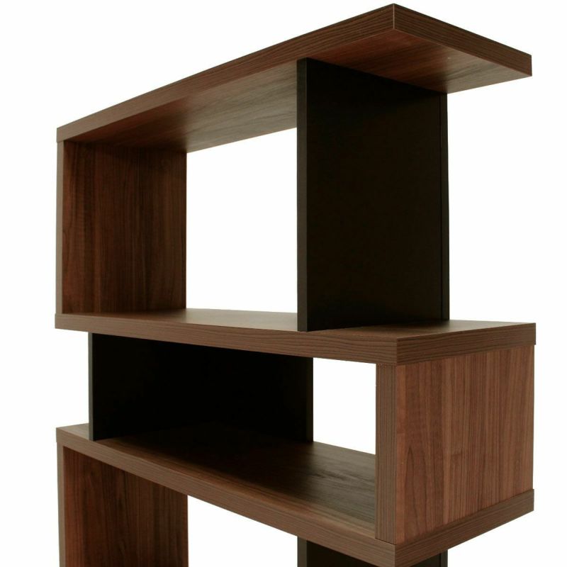 Partition rack, shelf, width 88cm, height 160cm, dark brown, can be assembled on the left or right, back is finished, decorative shelf