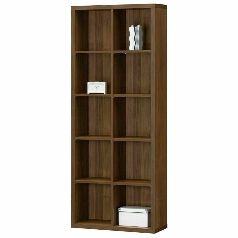 Free rack, width 76cm, height 186cm, dark brown, all shelves movable, bookshelf, shelf