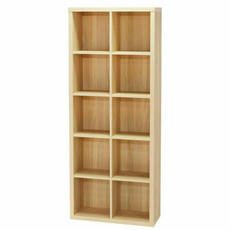 Free rack, width 76cm, height 186cm, natural brown, all shelves movable, bookshelf, shelf