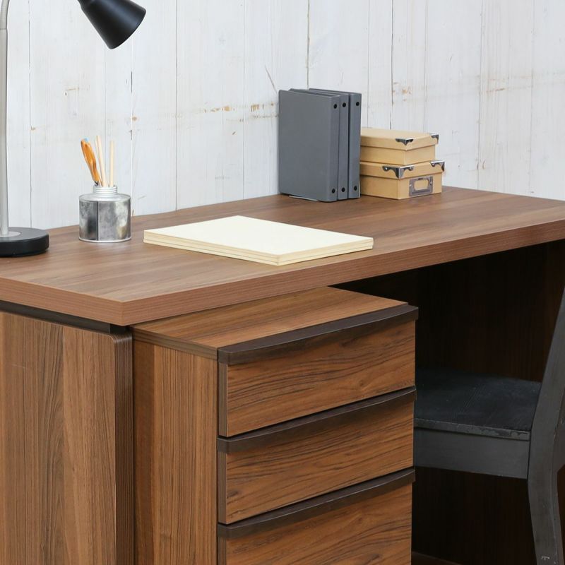 Desk under chest, width 41cm, height 69cm, dark brown, with finished back, office desk storage