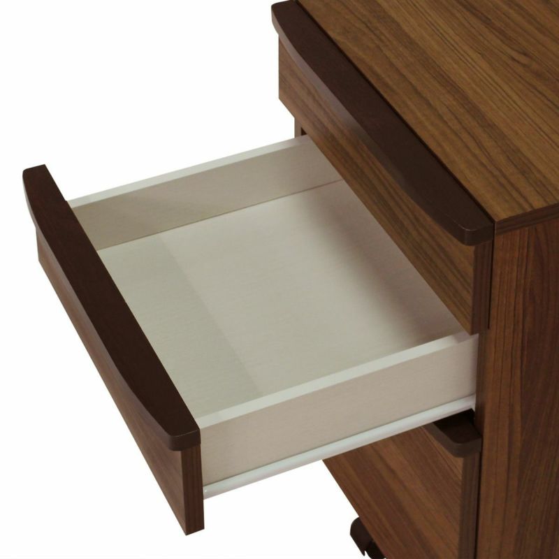 Desk under chest, width 41cm, height 69cm, dark brown, with finished back, office desk storage