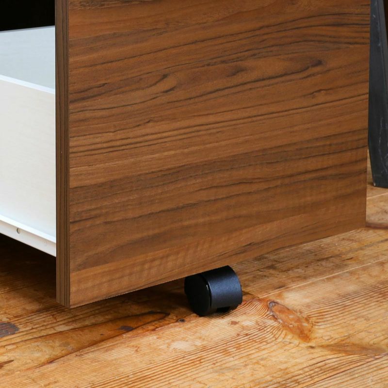 Desk under chest, width 41cm, height 69cm, dark brown, with finished back, office desk storage