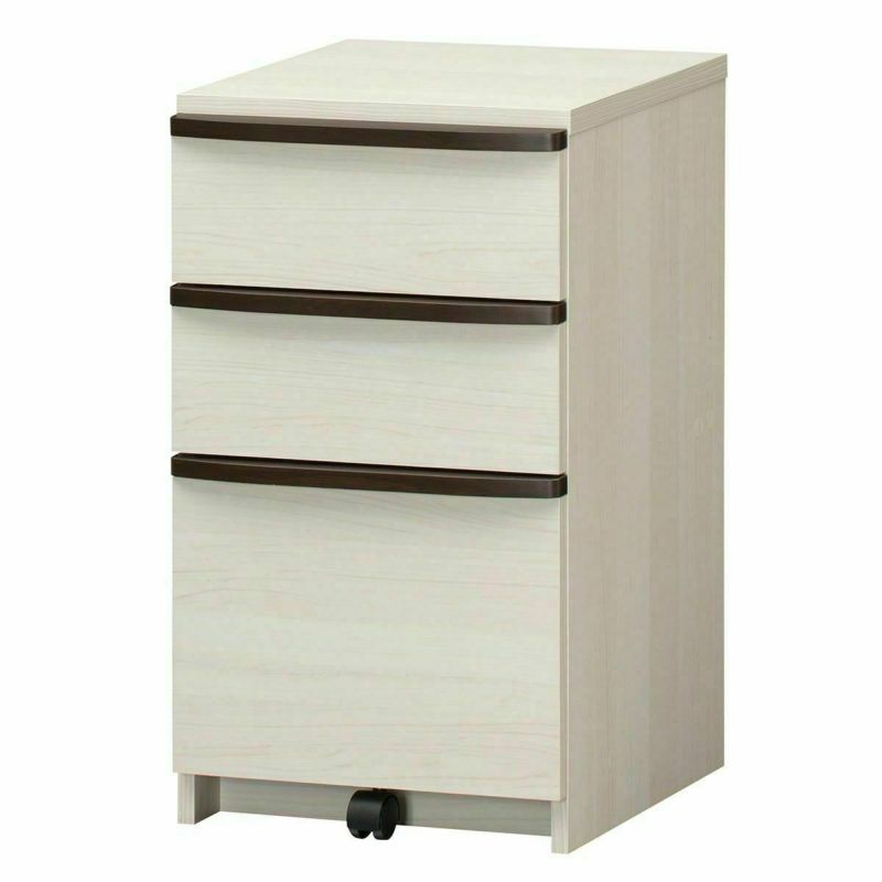 Desk under chest, width 41cm, height 69cm, white wood, back finished, office desk storage