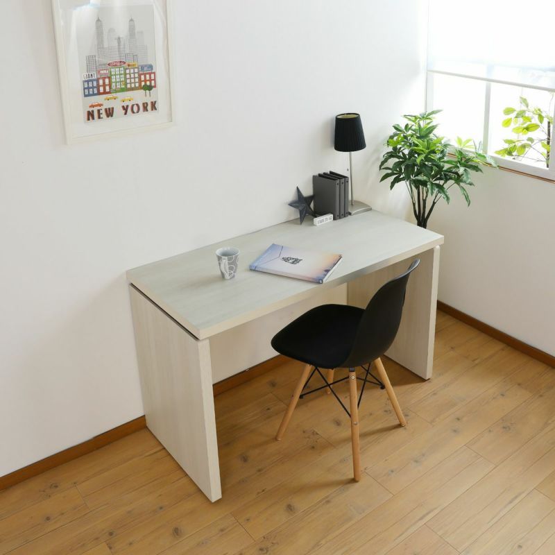 Japanese-made desk, width 120cm, height 73cm, ivory, with power strip storage and adjuster