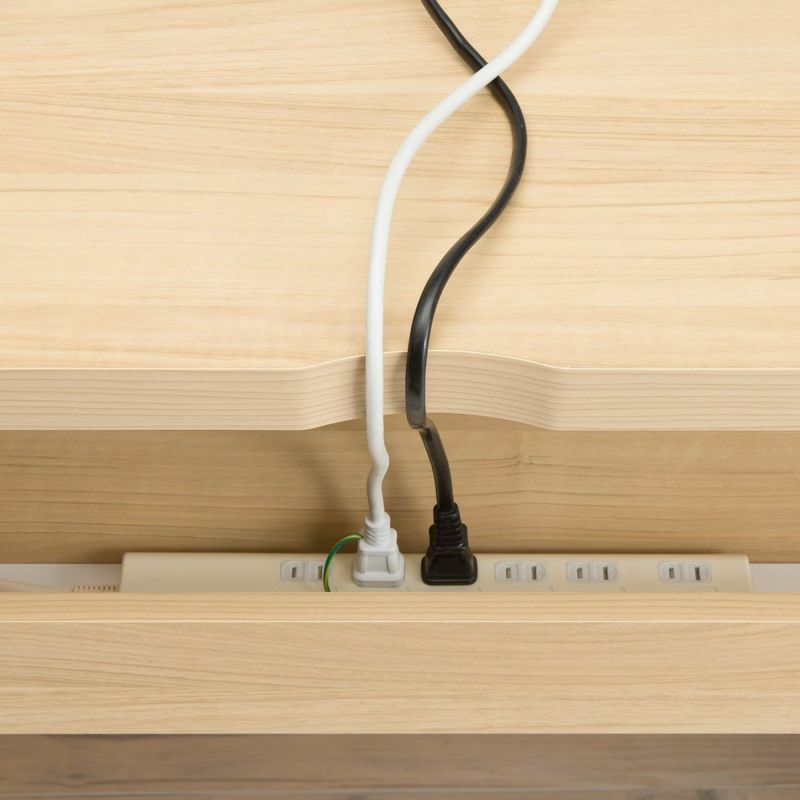 Japanese-made desk, width 120cm, height 73cm, ivory, with power strip storage and adjuster