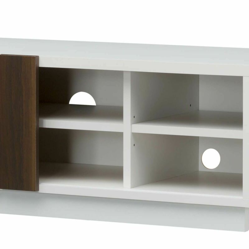 TV stand, width 90cm, height 35cm, white, 32V compatible, Scandinavian style, parquet-like sliding door, TV board